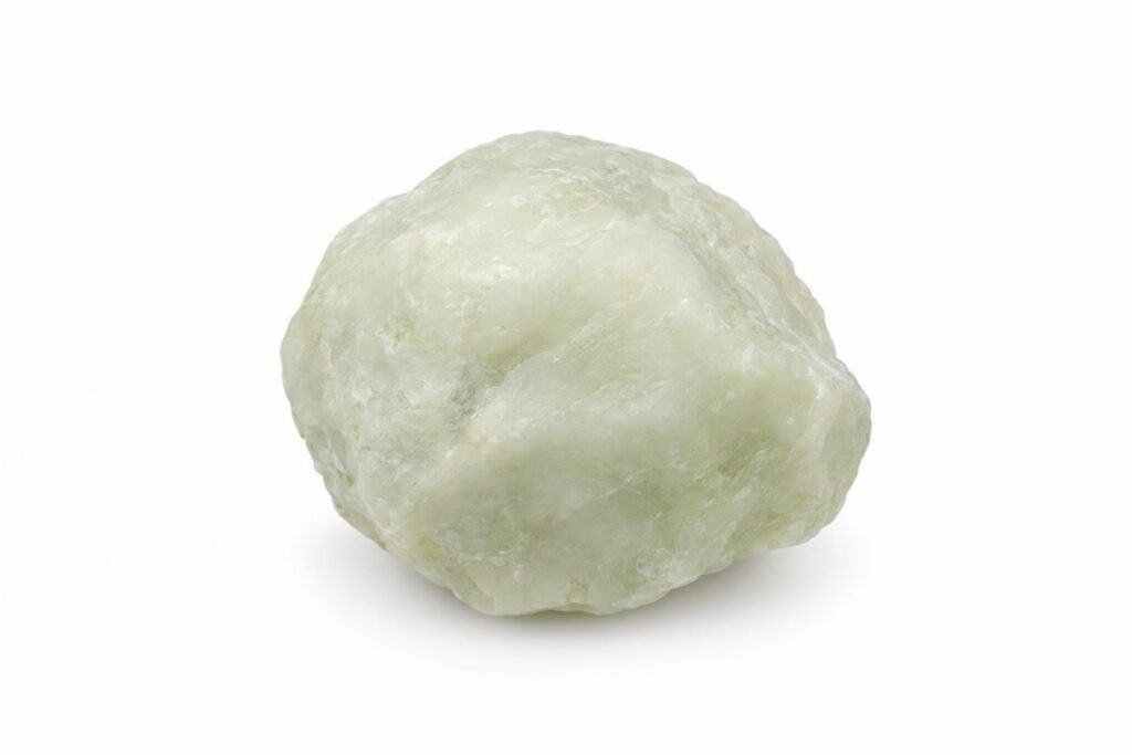 Pale greenish-white lump of talc with a soft, waxy surface
